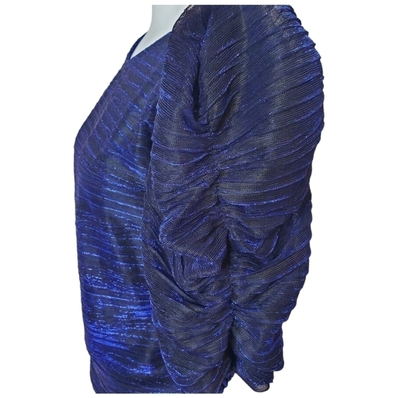 ZATA Blouse Metallic Sparkles and Puffed Sleeves Size M - Picture 7 of 9